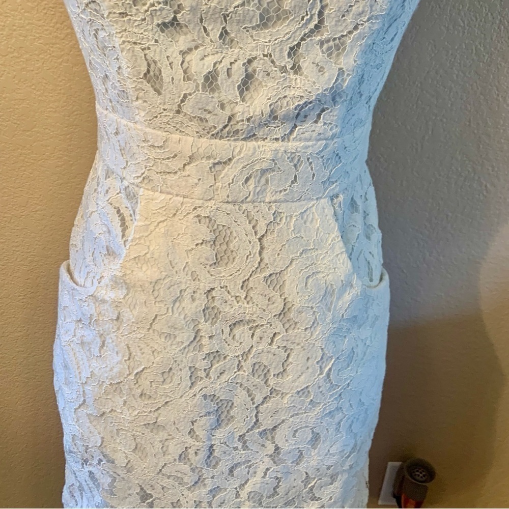 NEW Tart Lace Mini Dress White Small Sleeveless Front Pockets Back Zipper Boho - Picture 8 of 16